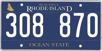 RI license plate 308870