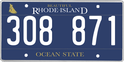 RI license plate 308871