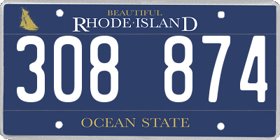 RI license plate 308874