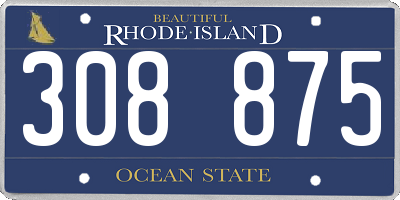 RI license plate 308875
