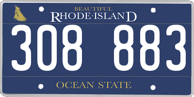 RI license plate 308883