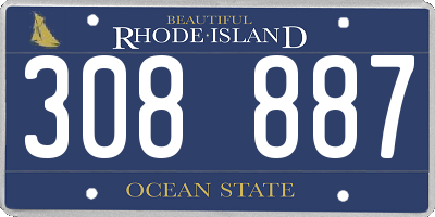 RI license plate 308887