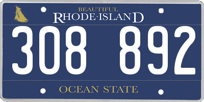 RI license plate 308892