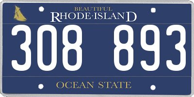 RI license plate 308893