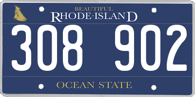 RI license plate 308902