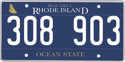RI license plate 308903