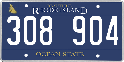 RI license plate 308904