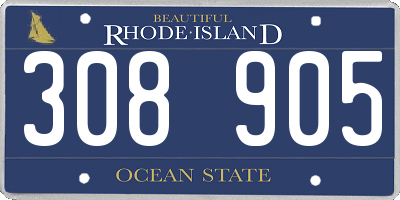RI license plate 308905