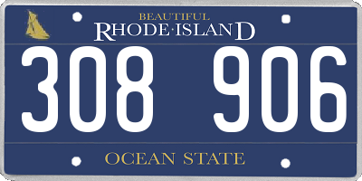 RI license plate 308906