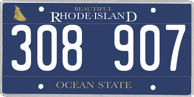 RI license plate 308907