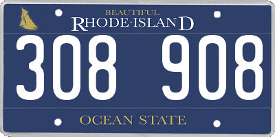 RI license plate 308908