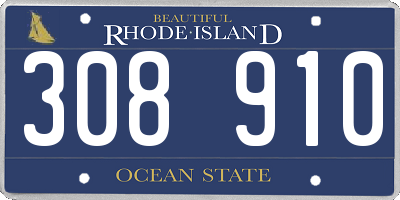 RI license plate 308910