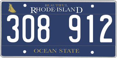 RI license plate 308912