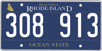 RI license plate 308913