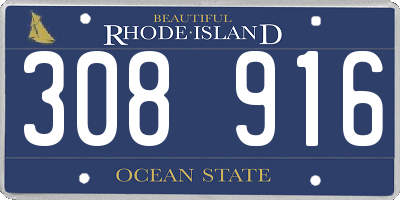RI license plate 308916