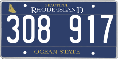 RI license plate 308917