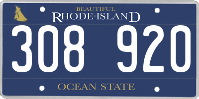 RI license plate 308920