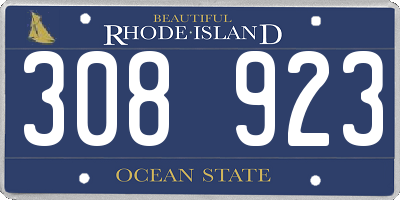 RI license plate 308923