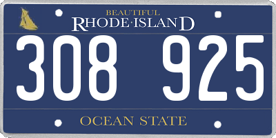 RI license plate 308925
