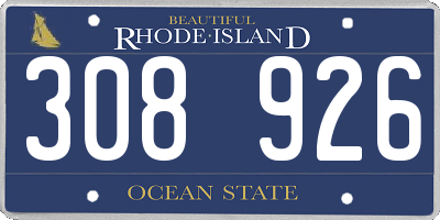 RI license plate 308926