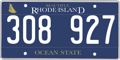 RI license plate 308927
