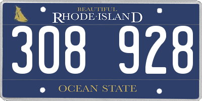 RI license plate 308928