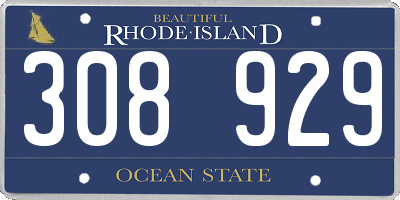 RI license plate 308929