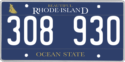 RI license plate 308930