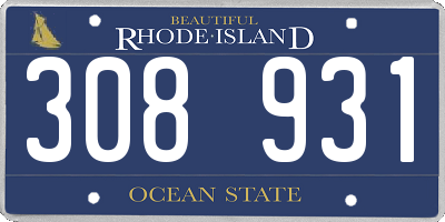 RI license plate 308931