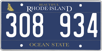 RI license plate 308934