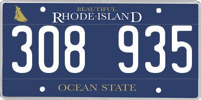RI license plate 308935
