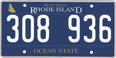 RI license plate 308936