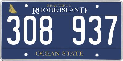 RI license plate 308937