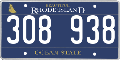 RI license plate 308938