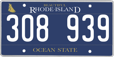 RI license plate 308939