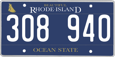RI license plate 308940