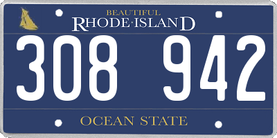 RI license plate 308942
