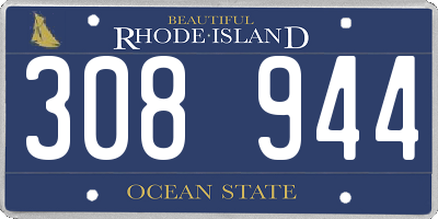 RI license plate 308944