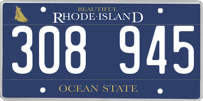 RI license plate 308945