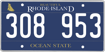 RI license plate 308953