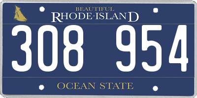 RI license plate 308954