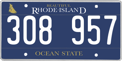 RI license plate 308957