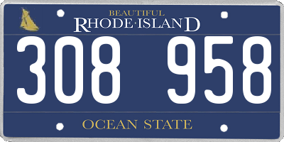 RI license plate 308958