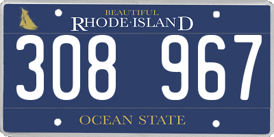 RI license plate 308967