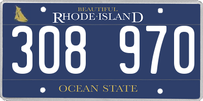 RI license plate 308970