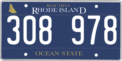 RI license plate 308978
