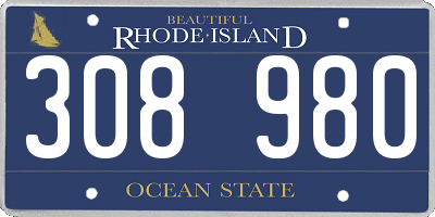 RI license plate 308980