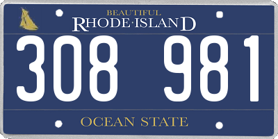 RI license plate 308981