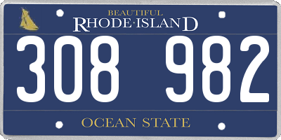 RI license plate 308982