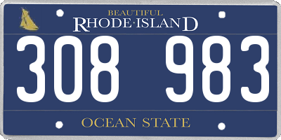 RI license plate 308983